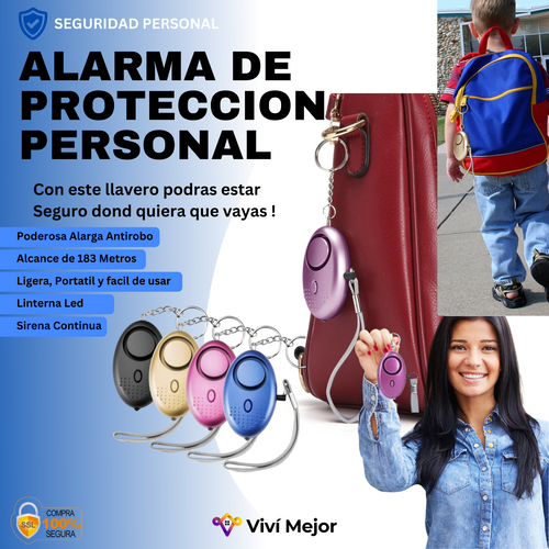 Alarma Personal Llavero Anti Robo Seguridad Sirena 140db