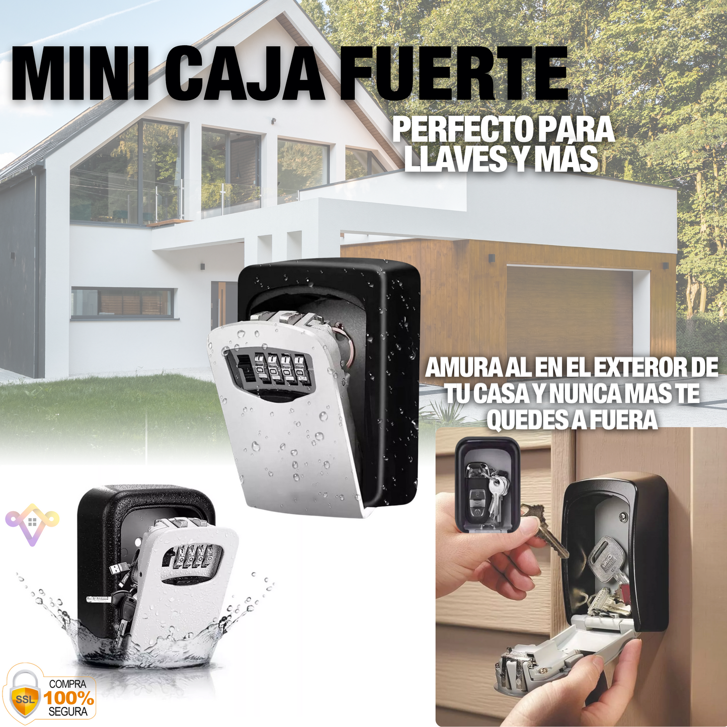 Mini Caja Fuerte Para Llaves y Más ! Exterior Interior