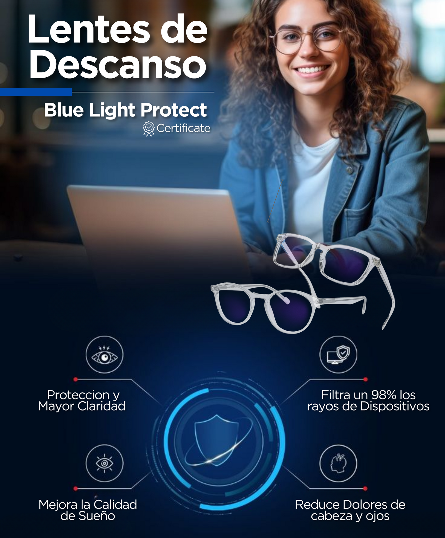 Lentes de Descanso Protección Blue Light / 40% OFF